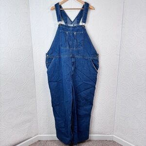 King Size Men's Denim Jean Bib Overall Size 50 Durable Heavy-Duty Workwear Blue